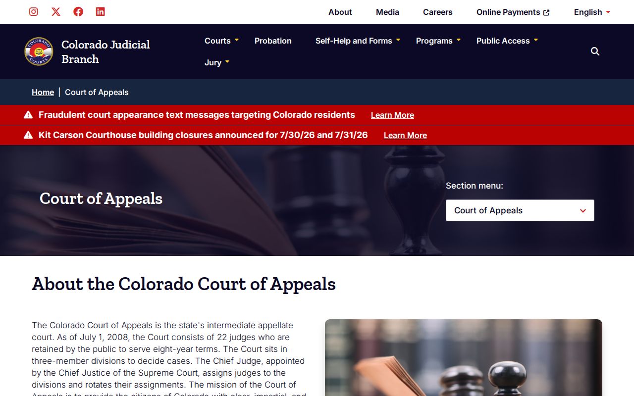 Custer County court dockets Colorado Court of Appeals context