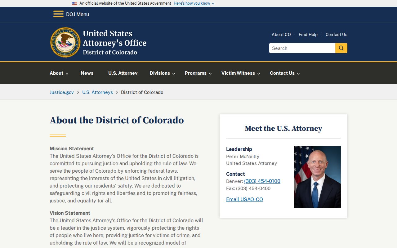Custer County District Court federal U.S. Attorney distinction