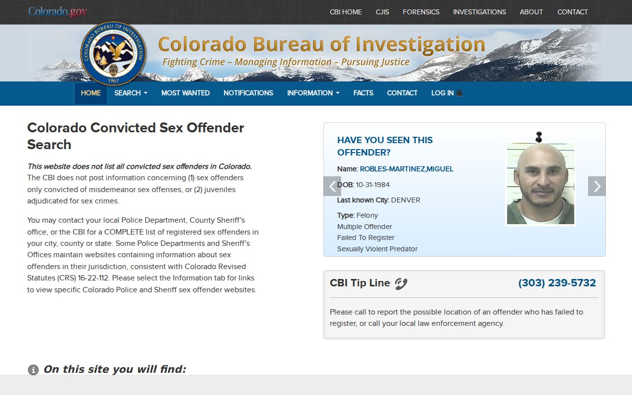 Custer County inmate records Colorado sex offender registry