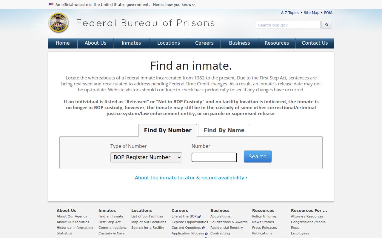 Custer County inmate search federal Bureau of Prisons locator