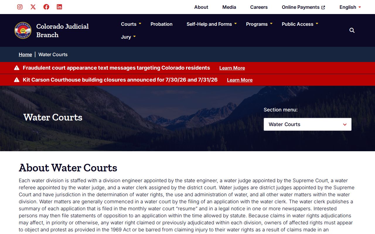 Custer County probate records Colorado Water Courts overview