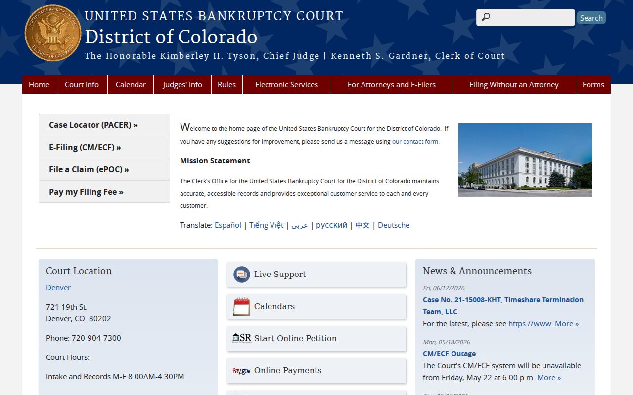 Custer County probate records U.S. Bankruptcy Court for Colorado